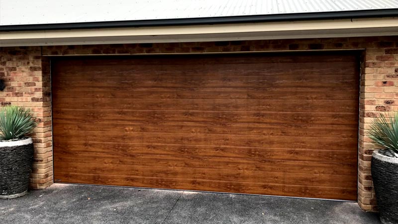 Timber look garage doors